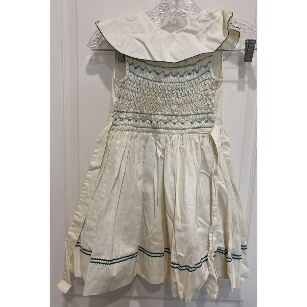 Vtg polly Finders smocked  Girls Party Dress Sz 7  Cottage Prairie + slip READ